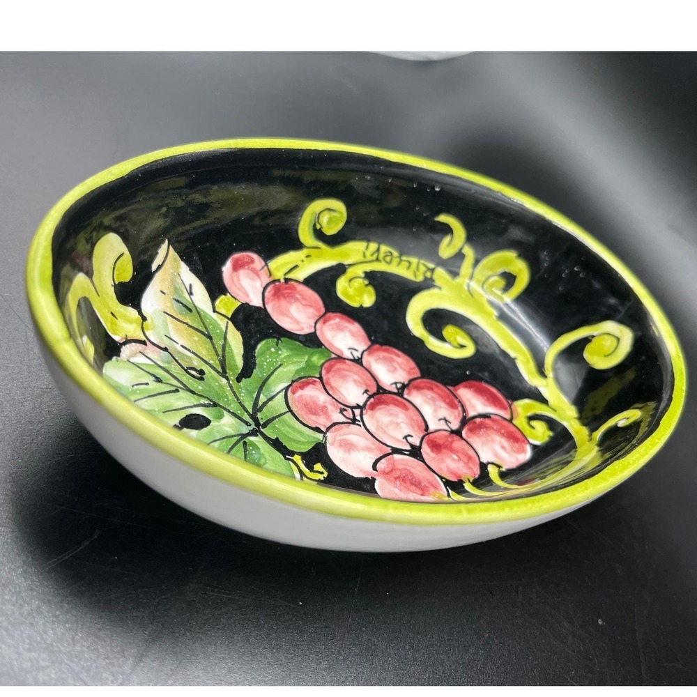 Vtg‎ Ceramiche Ricceri Florence Italy Hand painted majolica ceramic grape dish